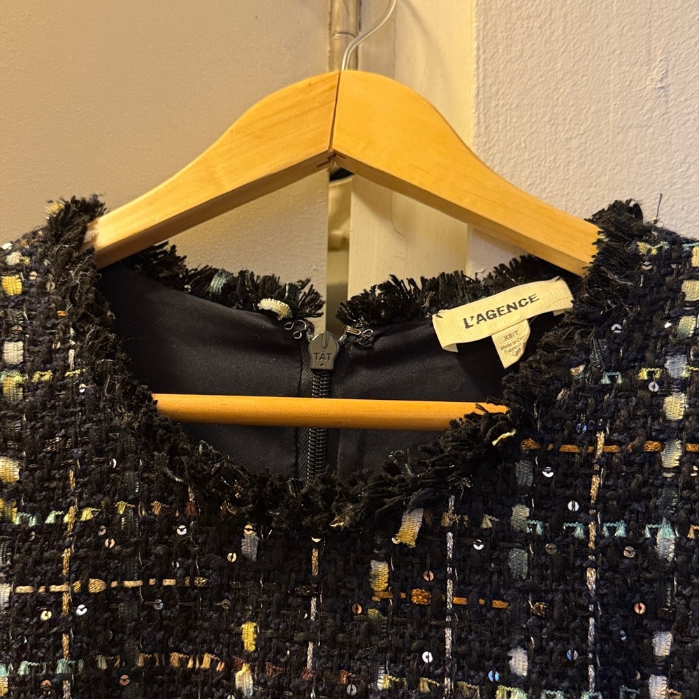 L'AGENCE Black and Gold Tweed Dress - Picture 4 of 4